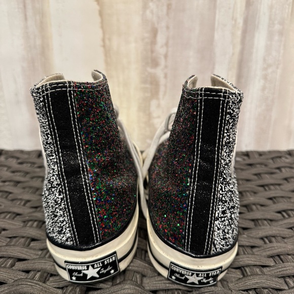 JW Anderson & Converse Glitter High-Top Sneakers - Black and Multicolor - Picture 5 of 8